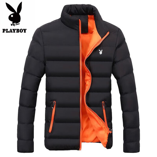 Playboy cotton coat for men winter 2025 new style coat cotton coat thickened to keep warm and cold-proof casual loose youth men's cotton padded jacket 005-khaki (scarf included) L 100-115Jin Jin equals 0.5 kg