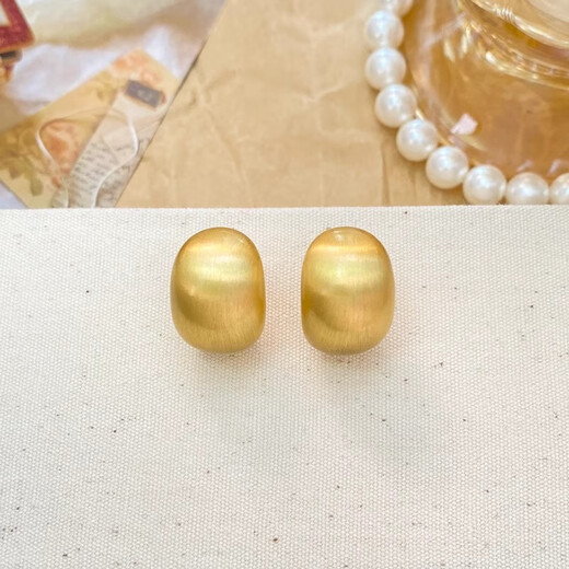Oein matte brushed silver earrings gold light luxury high-end round earrings temperament earrings fashionable design earrings gold pair gift box