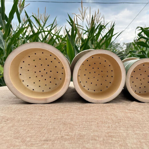 Steamed rice bucket bamboo steamed rice bamboo tube household whole bamboo rice bucket bamboo steamer fresh bamboo rice tube outer diameter about 17-18cm with lid + steaming cloth