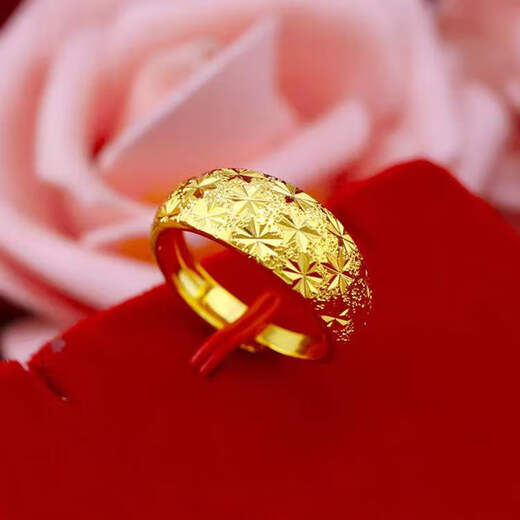 Puli Hong Kong duty-free gold ring for women, non-fading, real gold imitation 999 pure gold love ring, live mouth, adjustable gift, large flower ring, same style for men and women