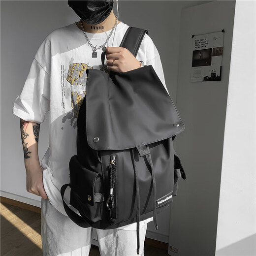 Kangaroo Backpack Men's Large Capacity Travel Backpack Water-Repellent Business Computer Bag Junior High School High School College Student Male and Female School Bag Black