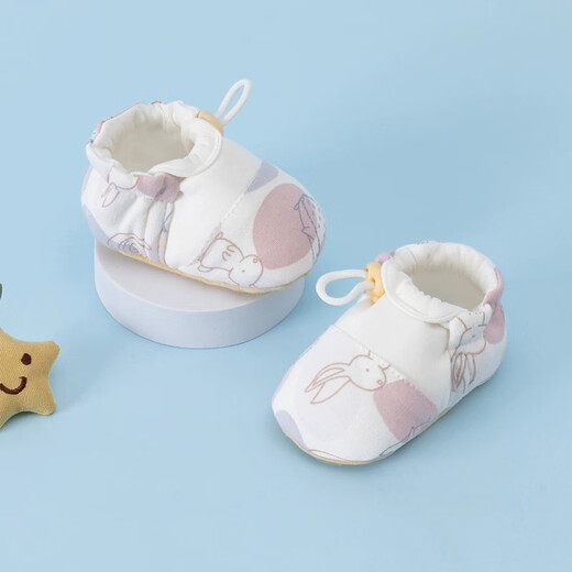 Tutu Dawen baby shoes 0-6-12 months to 1 year old, spring and autumn all-season models for boys and girls, pre-toddler shoes, soft-soled foot covers, rabbit pink (type A cotton lining), inner length 12cm (recommended for 0-12 months)