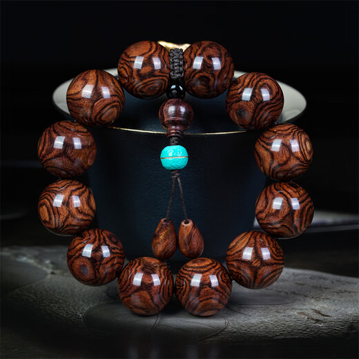 达隆海南黄花梨手串男2.0海黄正芯对眼大X纹文玩佛珠手链把件女 GSHD021(收藏级大黑线鬼脸对眼)