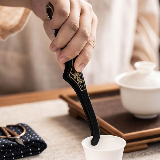 Meikejie non-slip cup clip tea making tool single high-end silicone tea clip Kung Fu tea set accessories tea ceremony tea cup tea tweezers black - silicone stainless steel tea clip