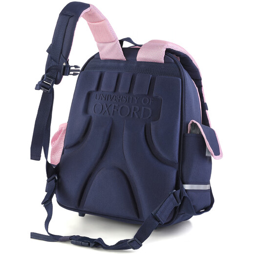 UNIVERSITY OF OXFORD牛津小学生书包男孩护脊减负1-3-6年级儿童双肩包一年级轻便女童4 X719深蓝粉 推荐1-3年级