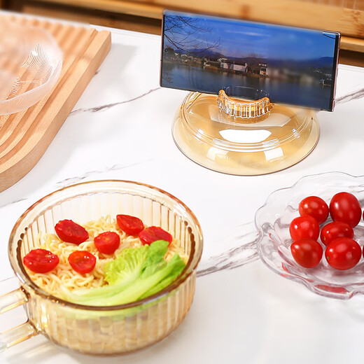 Detif instant noodle glass bowl with handle, anti-scalding, household ins high-looking, large-capacity transparent instant noodle bowl with lid, 1 pack, transparent color* instant noodle bowl, 70000cm L+ with lid (school season)