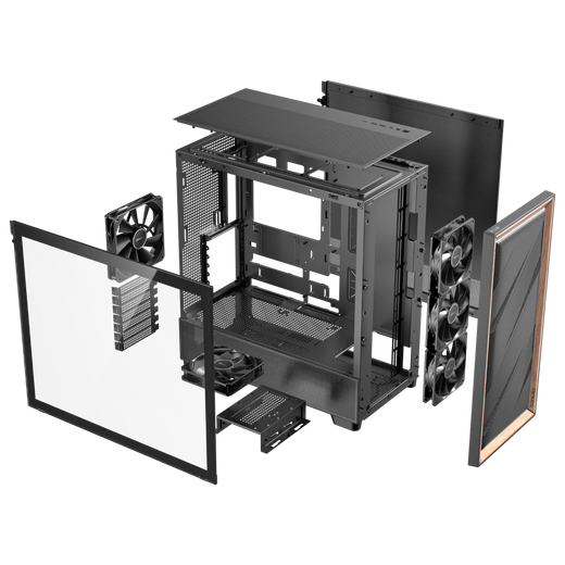 安钛克（Antec)FLUX机箱电脑主机玻璃侧透/实木外观/强劲散热/FLUX风道专利/标配5把风扇 /双位360/E-ATX