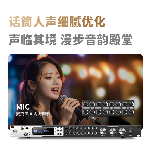 Melody DSP6300 karaoke reverberation digital audio preamp effector home theater anti-howling mixer processor with microphone mixer equalizer DSP6300 professional karaoke effector deluxe version standard version
