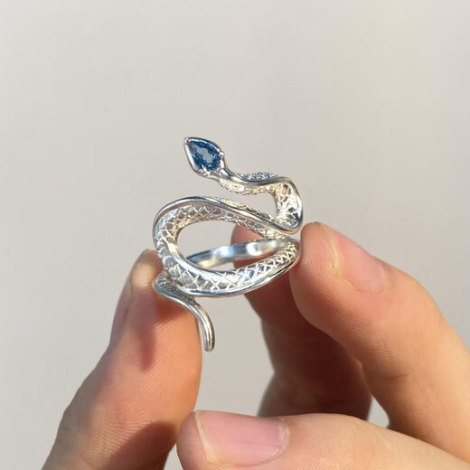 Topaz snake ring Valentine's Day gift for men and women snake-shaped silver bracelet new design versatile niche J021 topaz snake ring