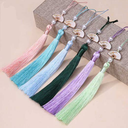 Jingji diamond ball white fan with tassels white jade lotus hanging tassels cheongsam hanfu long tassel bookmark fan diy accessories diamond ball white fan with tassels mixed color 5 pack