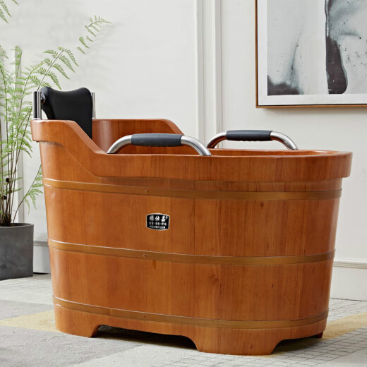 Bañera de madera para adultos de dos hijos Bañera de madera de madera maciza Bañera de madera para la madera de madera para adultos Bañera de cuerpo completo 13062cm73cm (madera de cipreses)