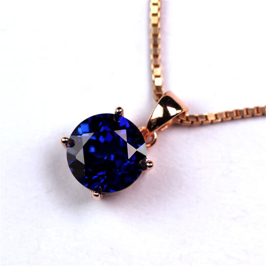 DRJEFUN simple round tanzanite pendant necklace for men and women, sapphire jewelry, colorful treasure pendant, clavicle, white gold (main stone 12mm) with chain