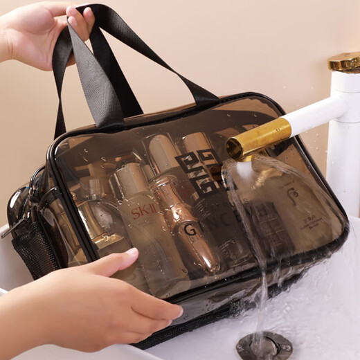 JD Logistics Wet and Dry Separation Swimming Bag PU Waterproof Cosmetic Bag Portable Large Capacity Transparent Travel Wash Bag Single Layer Medium-Transparent