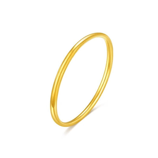 KZD Lao Fenghuang Gold Store Shi Su Circle 9 Gold Ring Men and Women Couple Ring Gold Plated Aperture Tail Ring for Girlfriend Smooth Ring No. 7 0.3g