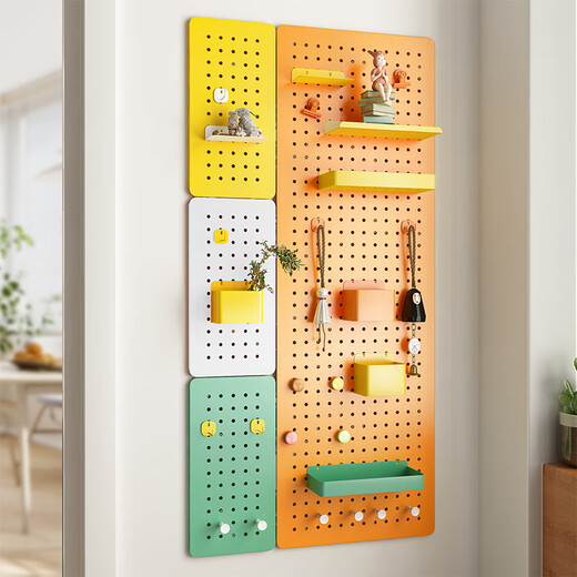 Perforated board wall storage rack without punching metal entrance book desktop display rack wall hanging board wall storage rack medium plate - ivory white length 36.5cm height 36.5cm