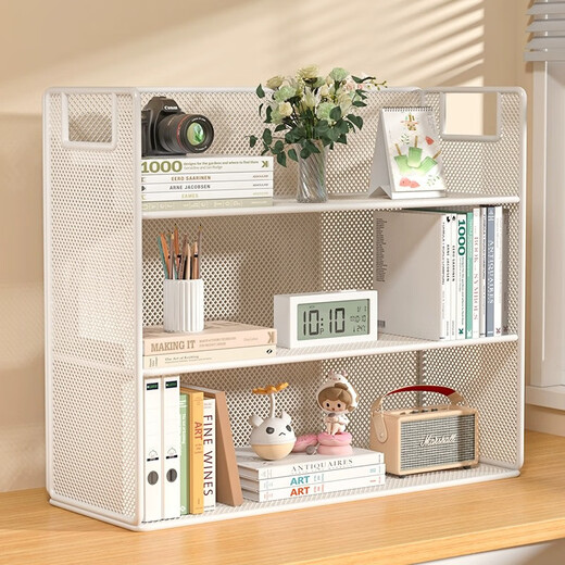 Lin's boy desktop storage rack home desk storage rack dining table organization rack desk multi-layer bookshelf desk layered shelf white large size - three-layer model