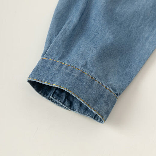 戴维贝拉（DAVE＆BELLA）儿童长袖上衣男童牛仔衬衫中大童衣服春季新款童装小男孩衬衣 牛仔蓝【现货】 120 cm（建议身高110-120cm）