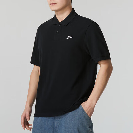 NIKE men's new summer running training sportswear casual T-shirt breathable lapel half-sleeved loose short-sleeved polo shirt FN3895-010/black L