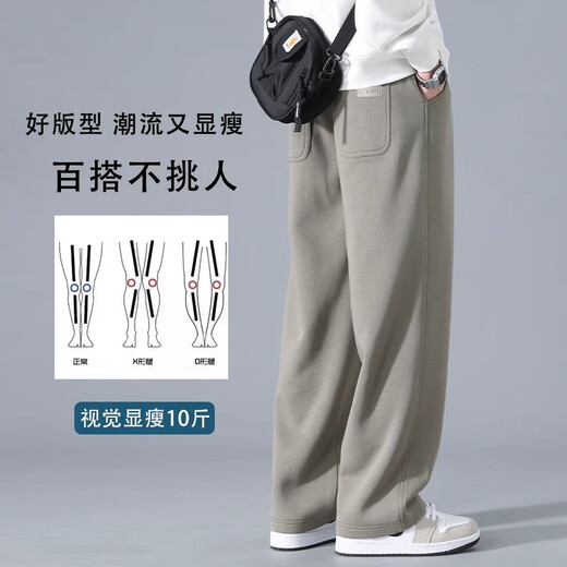 MiiOW Drapey American Sports Pants Men's Autumn and Winter High Street Wide Leg Casual Pants Straight Leg Loose Large Size Heavyweight Sweatpants Navy XL