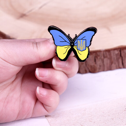 UHFR blue and yellow butterfly Ukrainian backpack decoration accessories ins creative badge pin decoration gold