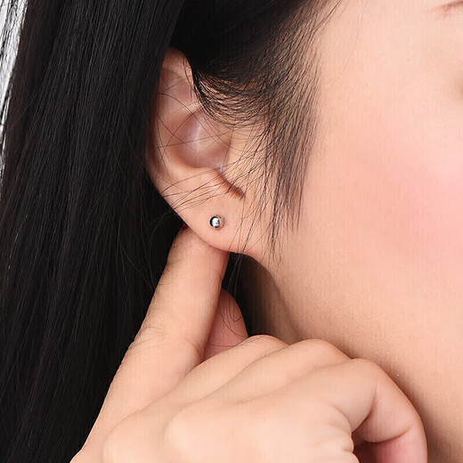 Safir platinum earrings for women platinum light ball earrings pt950 simple glossy gold earrings about 0.95 grams