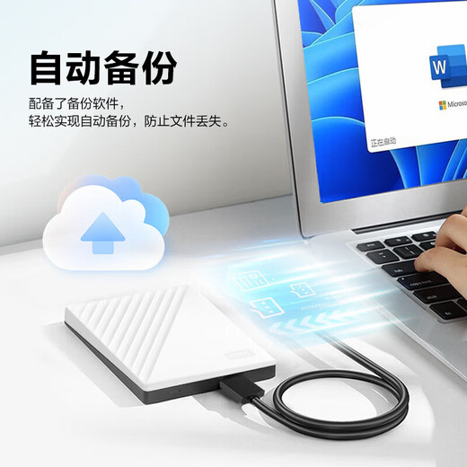 西部数据（WD）移动硬盘 USB3.0 My Passport随行版2.5英寸机械硬盘外置 【随行版】白|硬件加密 5TB