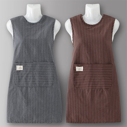 Gemengtong Baking Vest Apron Pure Cotton Cooking Kitchen Home 2025 New Internet celebrity summer thin work clothes for women's catering ZJ701 [Coffee] Vest pure cotton vertical pattern 1 piece