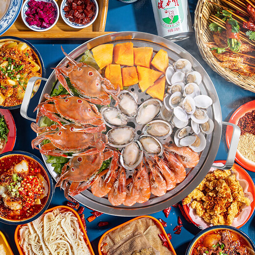 Hushen 40cm seafood steam pot, sauna pot, steam cage steamer, steam hot pot soup pot, stainless steel induction cooker steam pot, seafood steam pot, 2 layers, 40cm, thickened, resistant to falling, multi-purpose in one pot