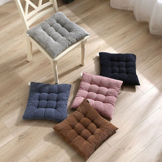Yingzhuer thickened cushion office four seasons student classroom female stool floor mat butt cushion strap sedentary chair cushion corduroy square Barbie pink 30*30cm