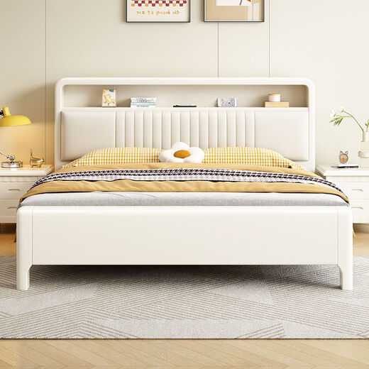 Huixun Jingdong's own brand bed Chinese style master bedroom king bed solid wood 1.8mx2m double bed small apartment bed single bed door-to-door delivery 1.5mx2m (frame structure)