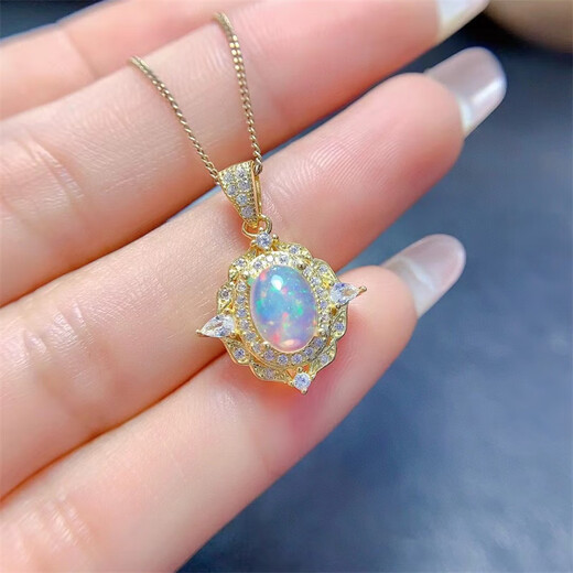 Tingbai's new natural colorful opal pendant necklace full of fire color s925 silver finely inlaid opal ring with certificate natural opal pendant white gold