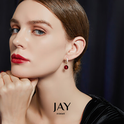 Jay imitation pearl earrings red earrings women's autumn and winter New Year earrings as a birthday gift for girlfriend