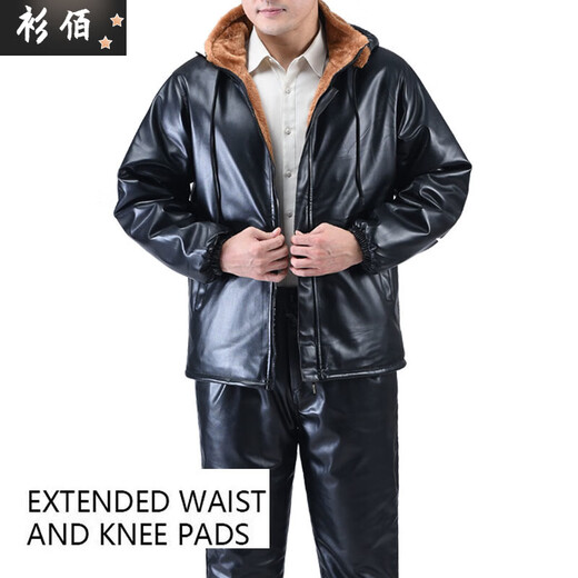 Chao Yunyue Leather Jacket and Leather Pants Suit Men's Velvet Thickened PU Leather Jacket Men's Cotton Jacket Windproof and Waterproof Takeaway Winter Driving and Cycling Leather Jacket Single Piece Velvet 2XL Recommended 135Jin Jin is equal to 0.5kg to 150Jin Jin is equal to 0.5kg