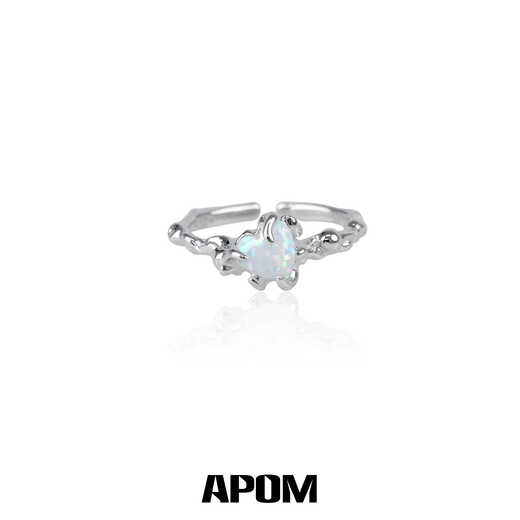 Caizhi Angel/niche design sterling silver love Opal ring open texture index finger ring bestie ring a. Single layer full body 925 silver adjustable range Hong Kong code