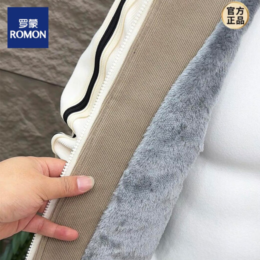 ROMON's new winter men's jacket, thickened with velvet, warm and stylish, Korean style slim-fit stand-up collar versatile top, black 4XL recommended 160-175Jin Jin equals 0.5kg