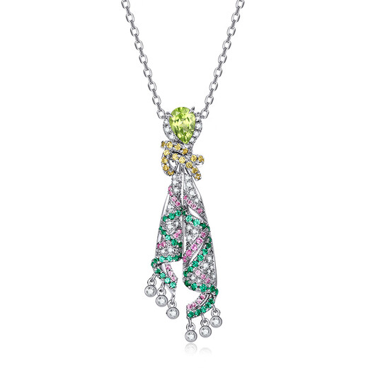 Muye Natural Colored Treasure 925 Silver Peridot Chain Chain Silk Necklace Original Design Jewelry Silk Necklace