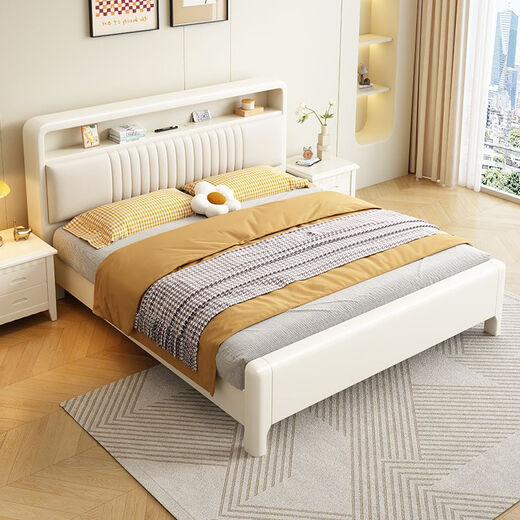 Huixun Jingdong's own brand bed Chinese style master bedroom king bed solid wood 1.8mx2m double bed small apartment bed single bed door-to-door delivery 1.5mx2m (frame structure)