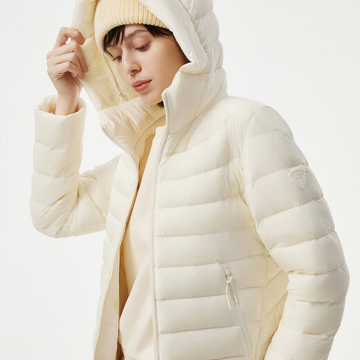 Tambor 2025 Autumn New Thin Down Jacket Women's Hooded Comfortable Short Slim Lightweight Winter Jacket 310218D Light Cloud White XS