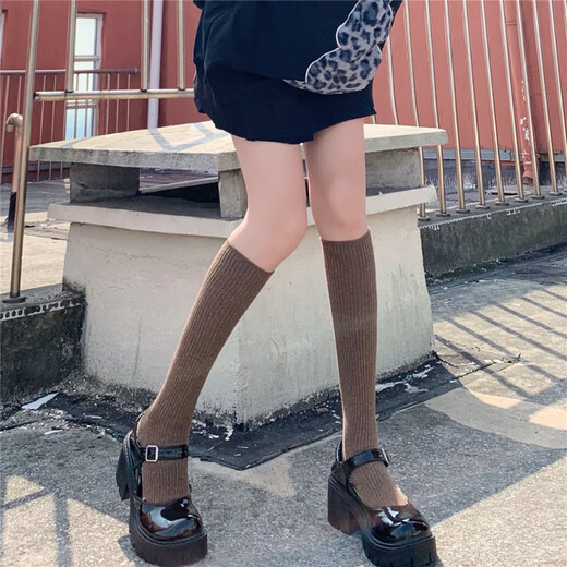 Jane DeiuneAY To films compression socks women's segmented slimming JK autumn and winter calf socks cotton college style brown mid-calf socks burgundy one size