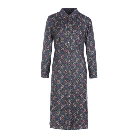 MORELINE Mulan Shopping Mall's Same Style Light Luxury Cashew Flower Dress 2025 Winter New Temperament Lapel Sheep Wool Shirt Dress Blue Language Slight Brown L