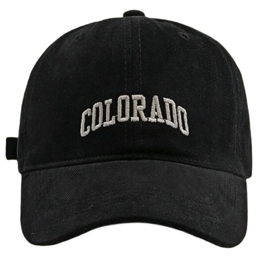 COLO big head deepened and enlarged hard top embroidered letters baseball cap peaked cap outdoor sports sun hat pure black large head circumference one size adjustable