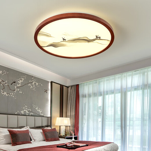 Jundi New Chinese style bedroom ceiling lamp LED living room lamp simple and elegant master bedroom lamp dining room study Chinese style lamp Elk style-three-tone lighting