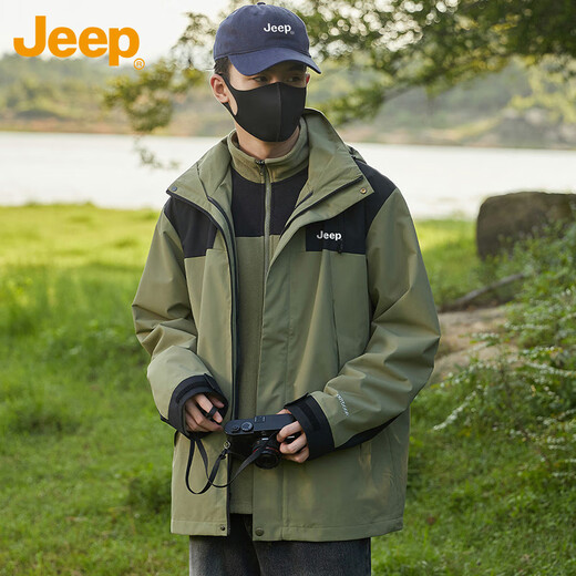 Jeep (JEEP) assault jacket men and women couple coat autumn and winter three-in-one functional three-proof men's clothing Matcha green men's style XL