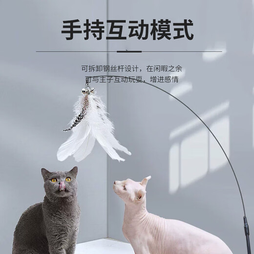 Forest Bird Cat Toy Cat Teasing Stick for Lazy People Automatic Cat Teasing with Bell Feather Suction Cup Cat Self-Happiness and Relief from Boredom White Set Upgraded Powerful Suction Cup