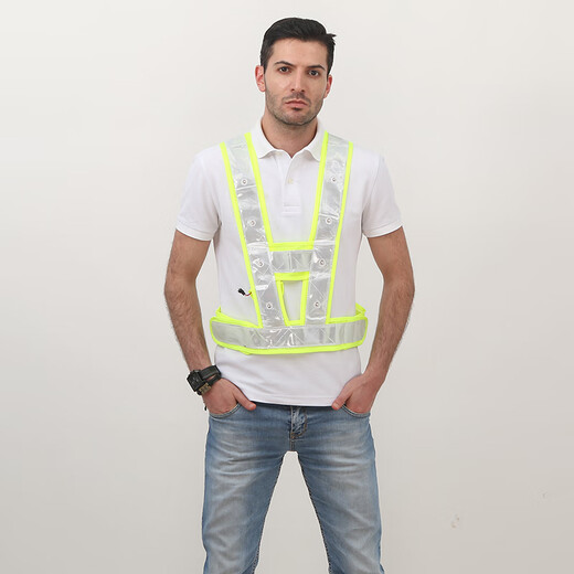 LED reflective vest with light reflective vest rechargeable I-shaped V-shaped clothing reflective clothing cycling reflective clothing V-shaped LED rechargeable yellow