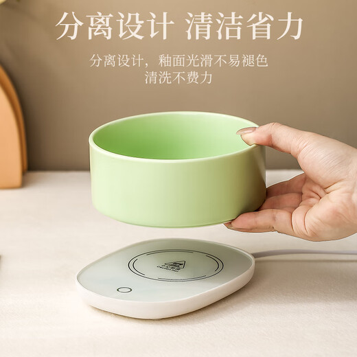 欧曼丽莎猫咪恒温饮水机加热喝水碗宠物冬天喂食喂水碗酸奶机猫陶瓷饮水器 【600ml】橙色防干烧陶瓷碗 多档恒温加热垫