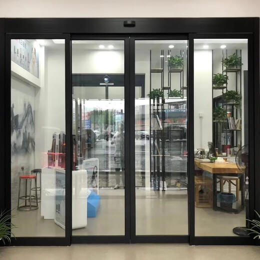 Guangzhou electric door glass door Haizhu glass electric sliding door manufacturer Conghua company glass door manufacturer yellow