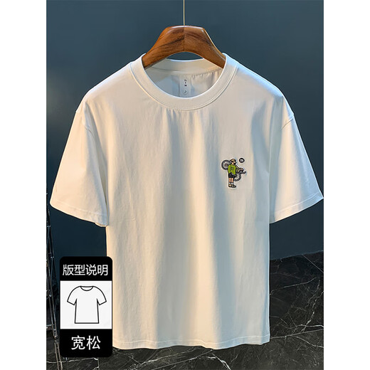 Lomon Summer Thin Thin футболка мужская модная свободная вышитая верхняя и тяжелая мужская одежда 9906 черная футболка + 1005 черная футболка XL, подходящая для 135-145 джан [Jin равняется 0,5 кг]