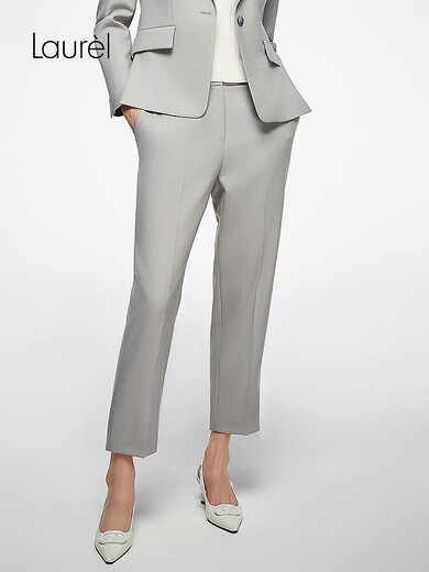 Laur l Temperature-controlled mercerized wool material 25 new autumn nine-point trousers LWL363K04100 light gray XS