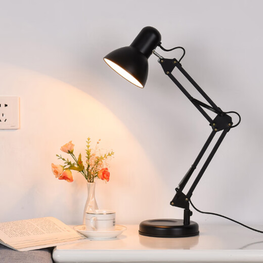 Reading eye protection desk lamp creative warm bedroom study dormitory desk student writing work American led desk lamp black three-stage dimming warm light 7WLED button switch